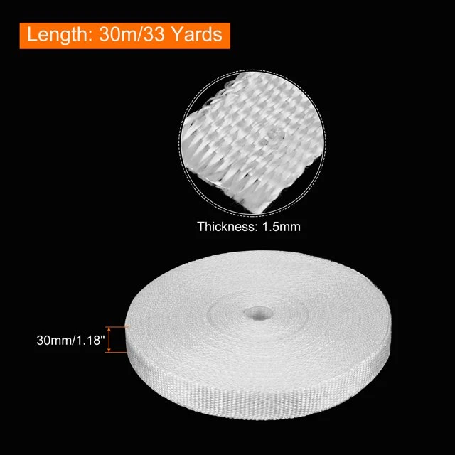 30m(33 Yard)x25mmx1.5mm Fiberglass Warping Insulation Tape For Sealing